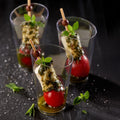 Caprese canapé with pesto sauce