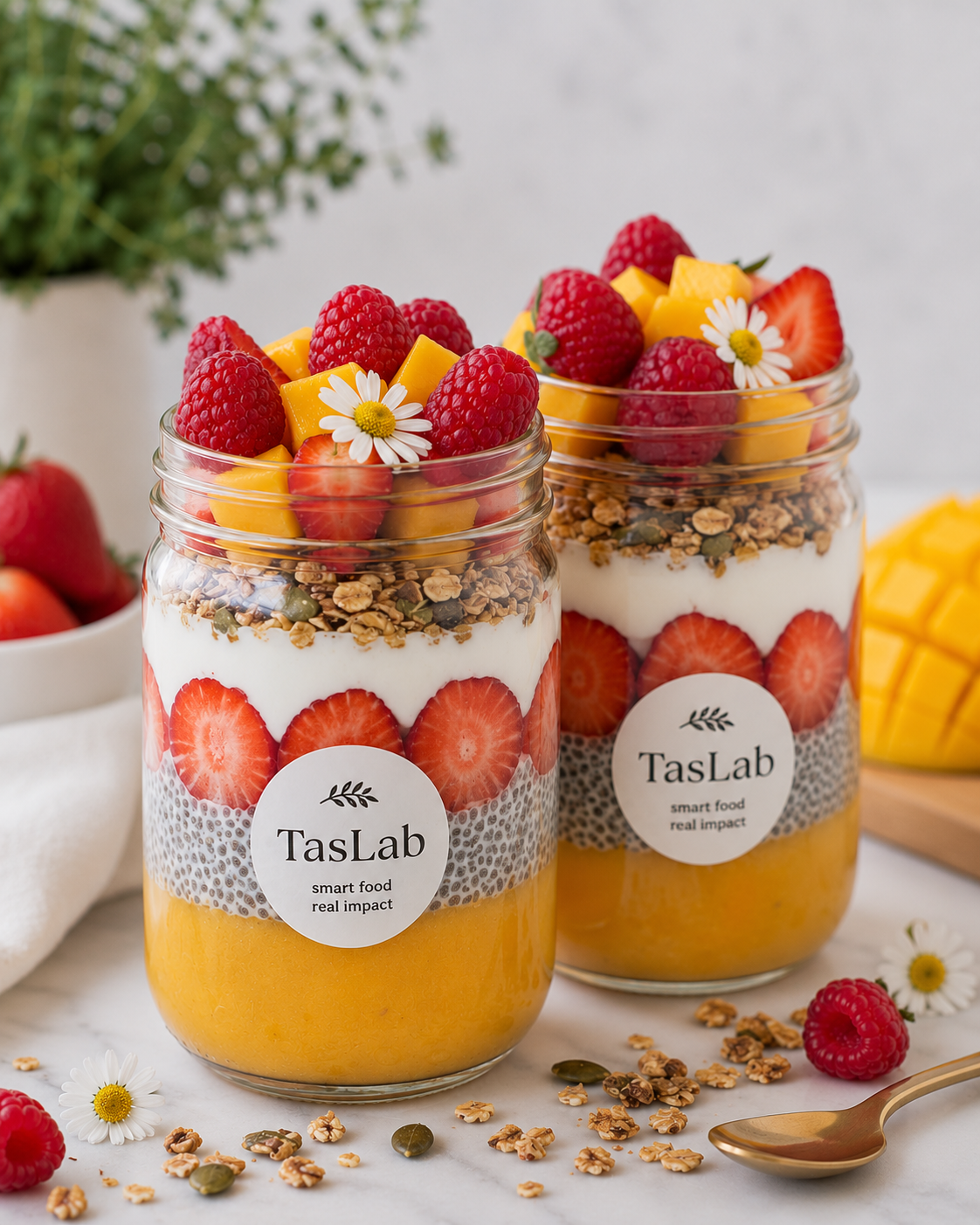 Mango, Raspberry &amp; Chia Breakfast Jar