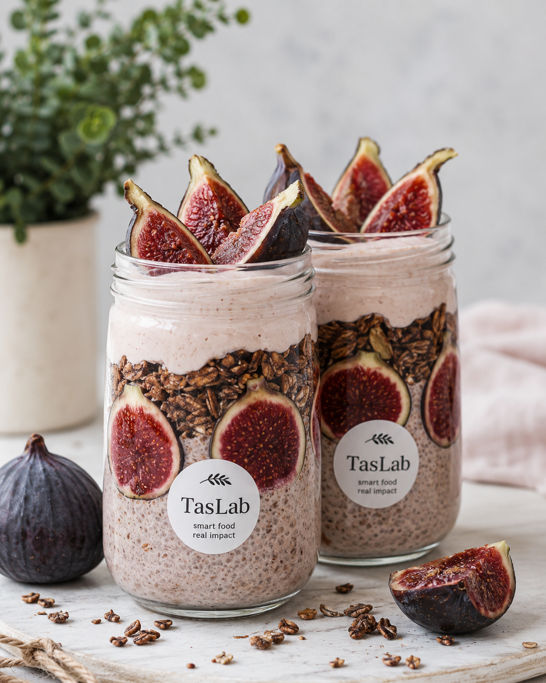 Fig, Chocolate & Granola Chia Breakfast Jar