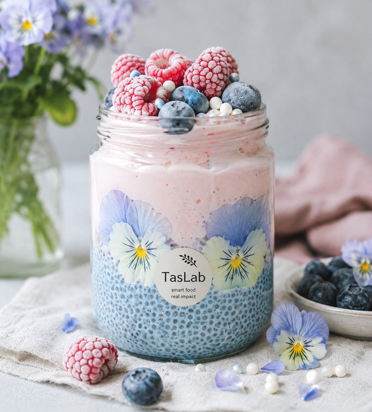 Blue Spirulina & Berry Chia Breakfast Jar