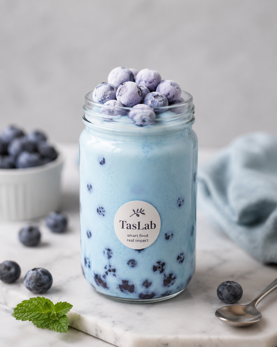 Blue Spirulina & Blueberry Yogurt Breakfast Jar